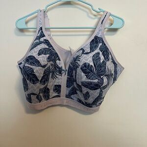 Cacique Blue and White Leaf Pattern Bra